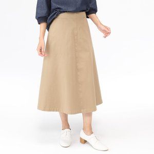 Muji Beige Women Cotton A Line Skirt in M